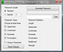 Lavernock Enterprises Password Generator